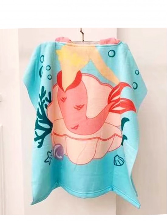 Kids Mermaid Patterned Hoodie Towel